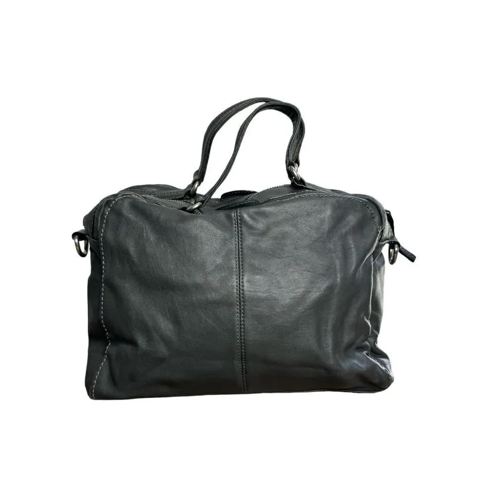 Banana Republic Charcoal Lambskin Leather Slouchy Satchel Hobo Quiet Luxury